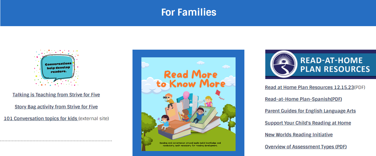 The ECPS ELA for Families page has lots of reading resources for the whole family!